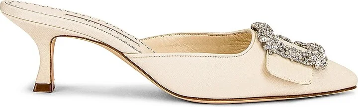 Manolo Blahnik Maysale 50 Mule in Cream
