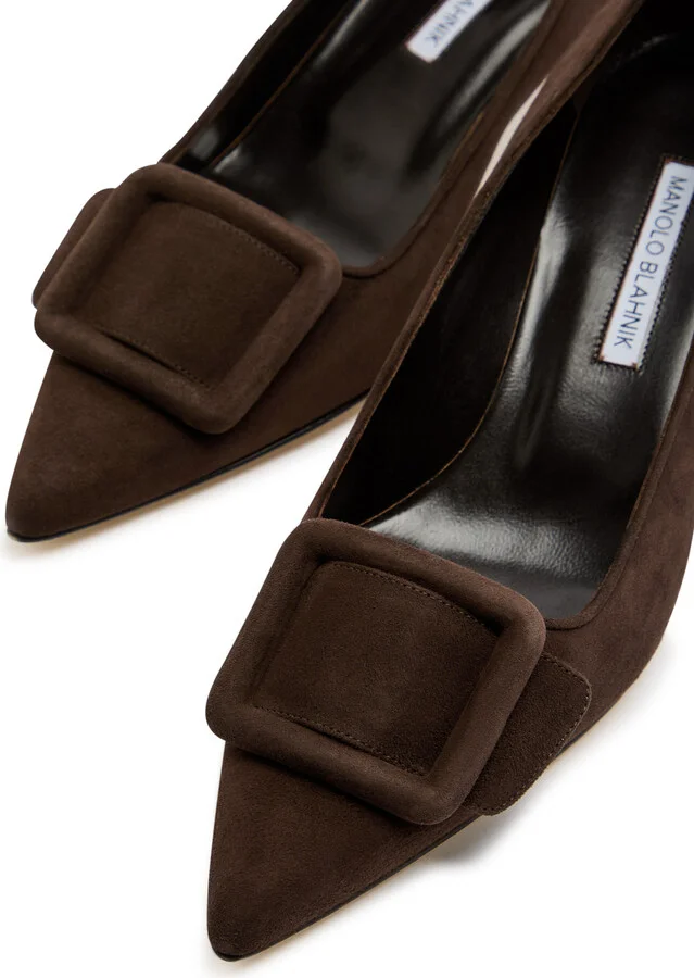 Manolo Blahnik Maysale 50 Suede Pumps - Image 3