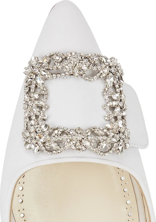 Manolo Blahnik Maysale 50 White Satin Mules - Image 4