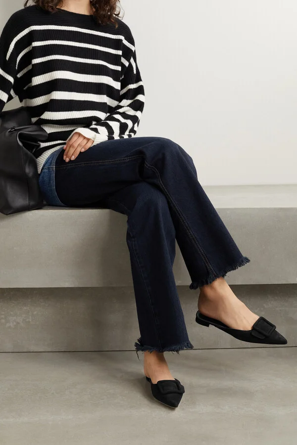 Manolo Blahnik - Maysale Buckled Suede Point-toe Flats - Black - Image 2