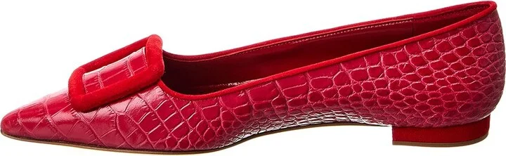 Manolo Blahnik Maysale Embossed Leather Flat - Image 2