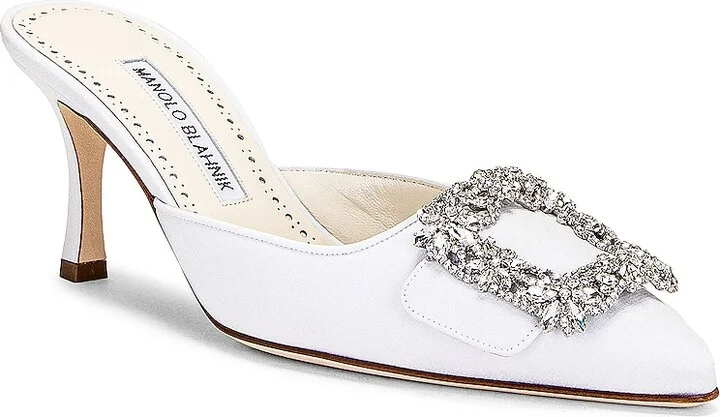 Manolo Blahnik Maysale Jewel 70 Mule in Ivory - Image 2