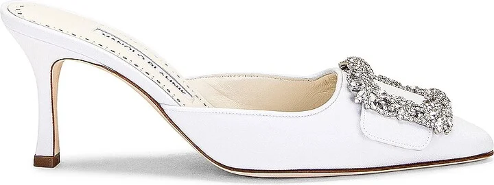 Manolo Blahnik Maysale Jewel 70 Mule in Ivory