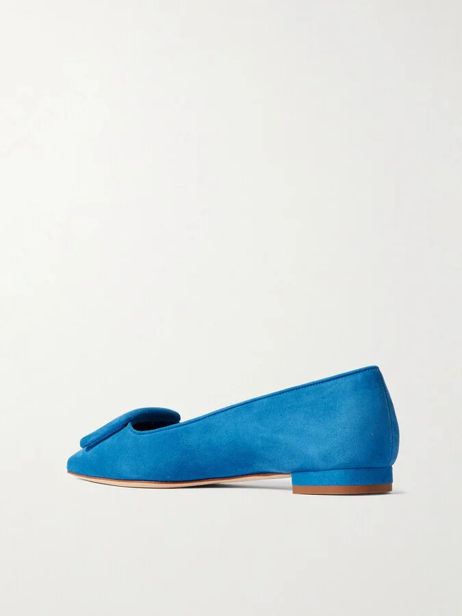 Manolo Blahnik - Maysale Suede Point-toe Flats - Blue - Image 3