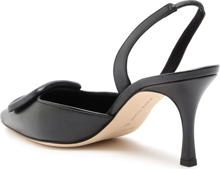 Manolo Blahnik Maysli 70 Leather Slingback Pumps - Image 2