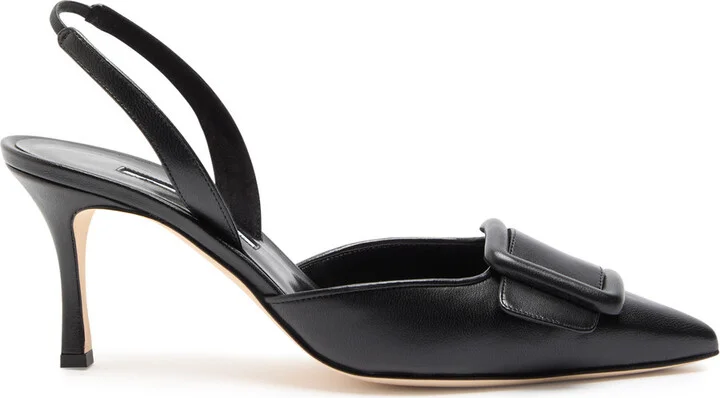 Manolo Blahnik Maysli 70 Leather Slingback Pumps