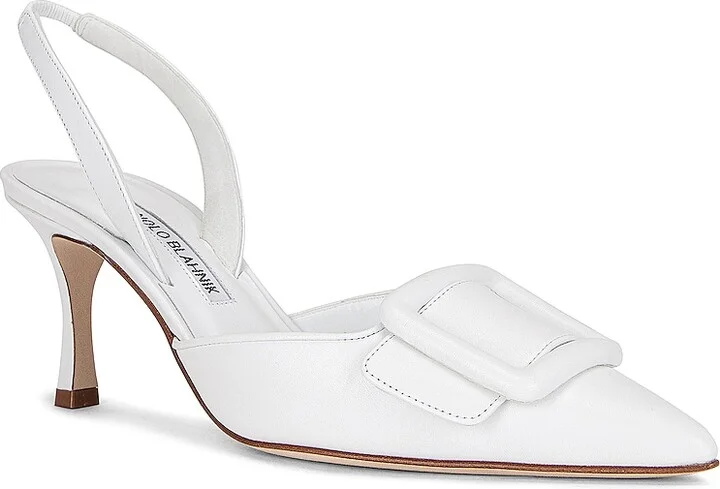 Manolo Blahnik Maysli 70 Nappa Slingback in White - Image 2