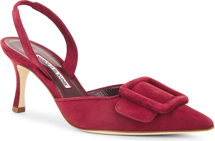 Manolo Blahnik Maysli 70 Suede Pump in Red - Image 2