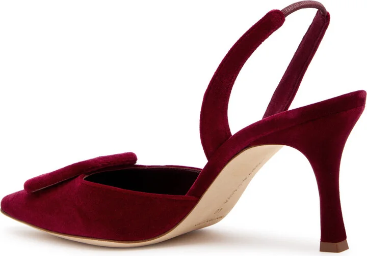 Manolo Blahnik Maysli 70 Velvet Slingback Pumps - Image 2