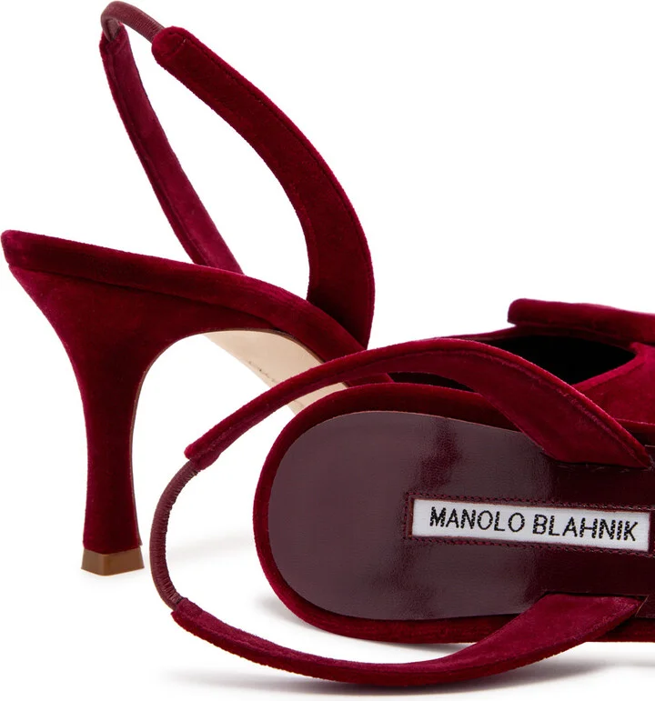 Manolo Blahnik Maysli 70 Velvet Slingback Pumps - Image 4