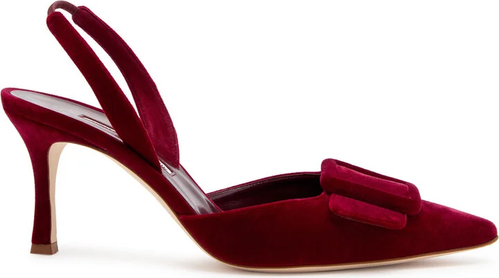 Manolo Blahnik Maysli 70 Velvet Slingback Pumps