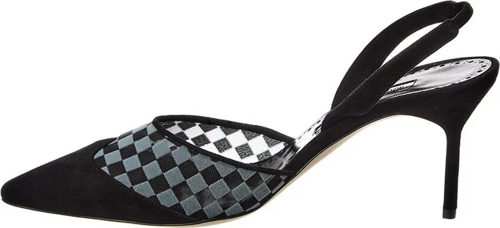 Manolo Blahnik Mingosli 70 Mesh & Suede Slingback Pump - Image 2