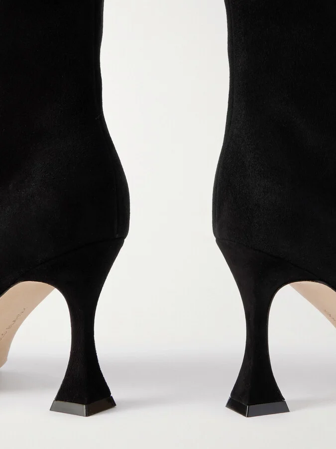 Manolo Blahnik - Miralonepla 90 Suede Knee Boots - Black - Image 4