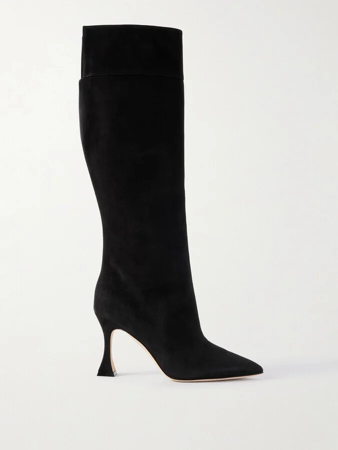 Manolo Blahnik - Miralonepla 90 Suede Knee Boots - Black