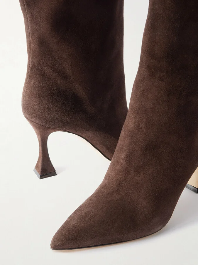 Manolo Blahnik - Miralonepla 90 Suede Knee Boots - Brown - Image 4