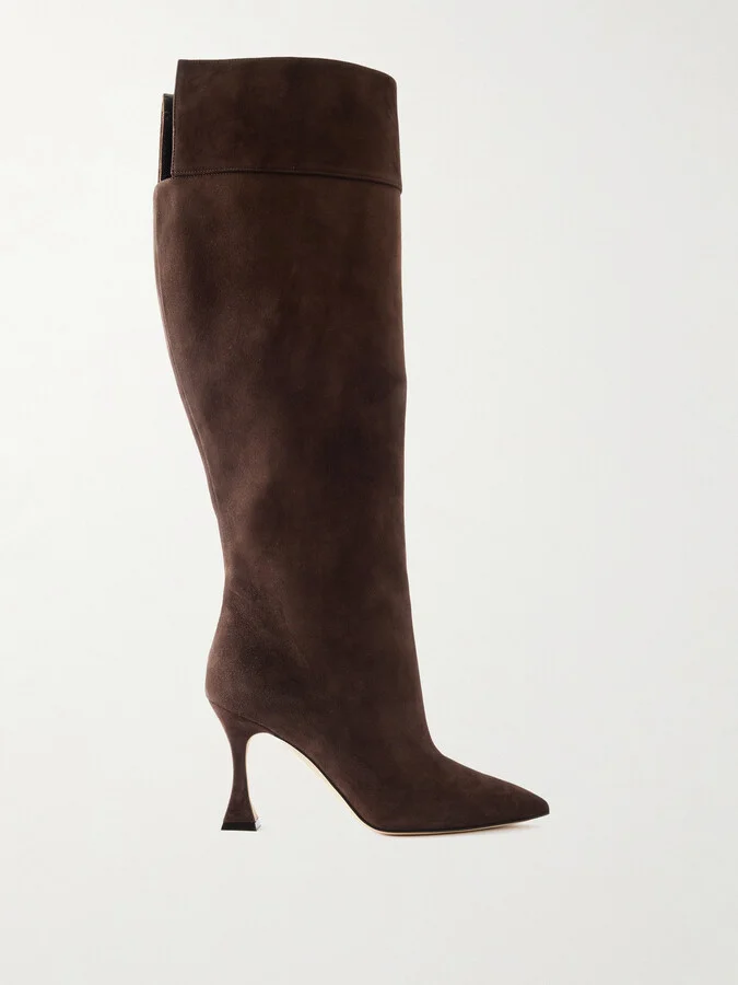 Manolo Blahnik - Miralonepla 90 Suede Knee Boots - Brown