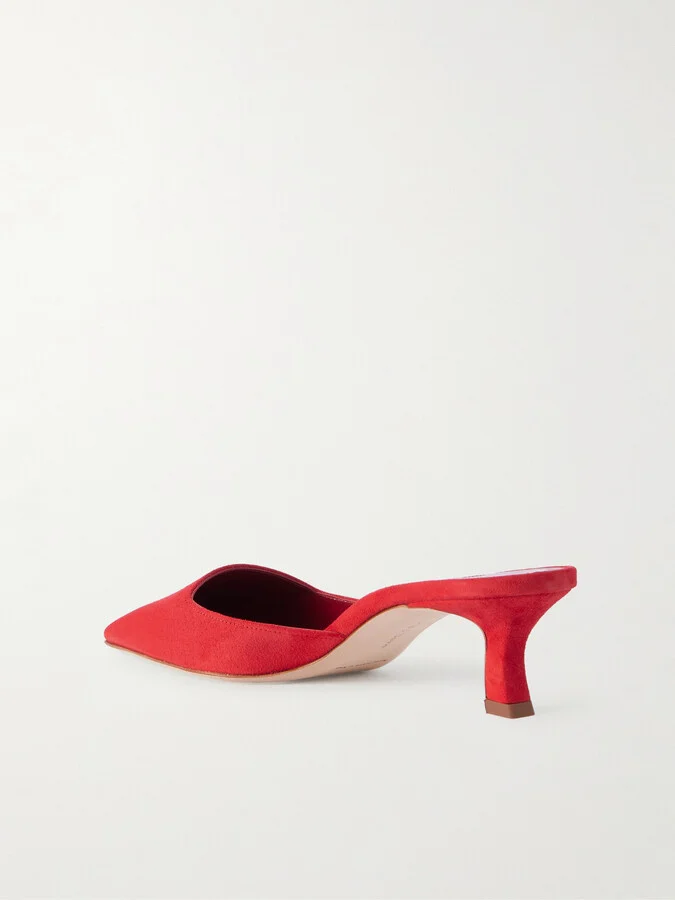 Manolo Blahnik - Moiramu 50 Suede Mules - Red - Image 3