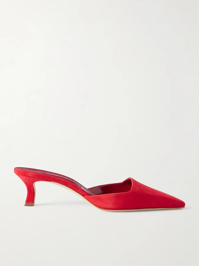 Manolo Blahnik - Moiramu 50 Suede Mules - Red