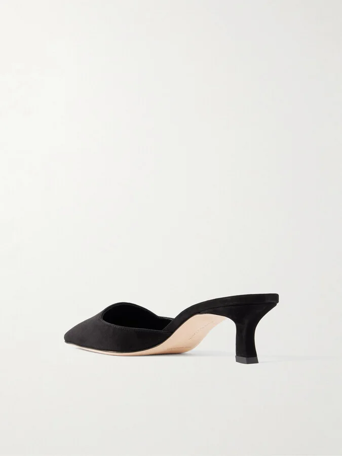 Manolo Blahnik - Moiramu Suede Mules - Black - Image 3