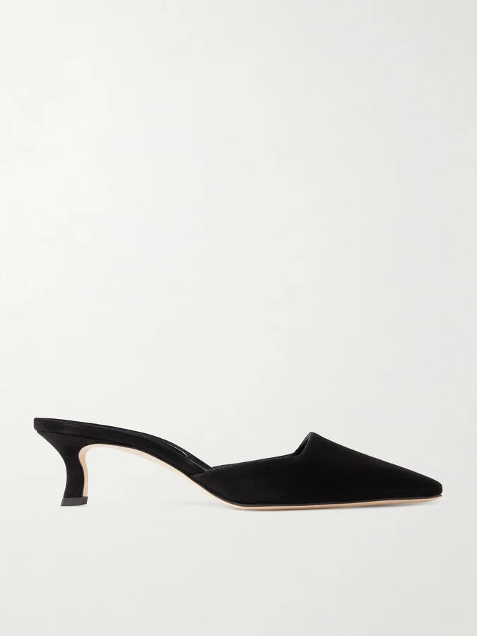 Manolo Blahnik - Moiramu Suede Mules - Black