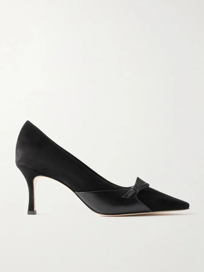 Manolo Blahnik - Morcou 70 Suede And Leather Pumps - Black
