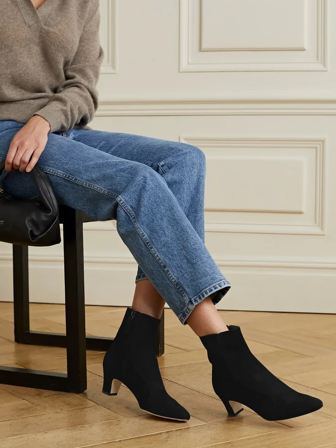 Manolo Blahnik - Myconia 50 Suede Ankle Boots - Black - Image 2