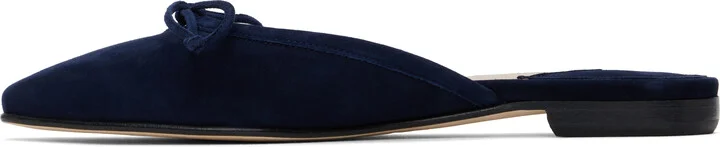 Manolo Blahnik Navy Ballerimu Mules - Image 3