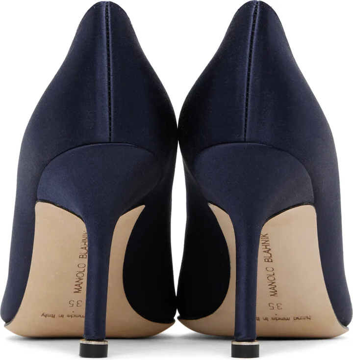 Manolo Blahnik Navy Hangisi 90 Heels - Image 2