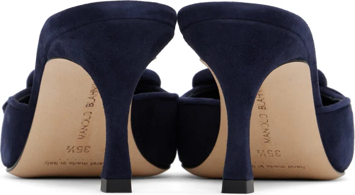 Manolo Blahnik Navy Maysale Mules - Image 2