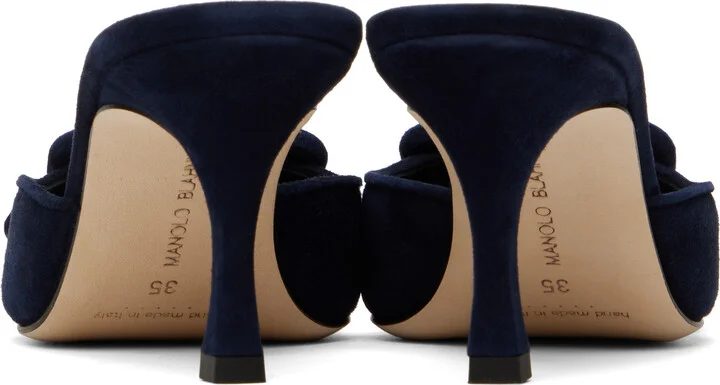 Manolo Blahnik Navy Maysale Mules - Image 2