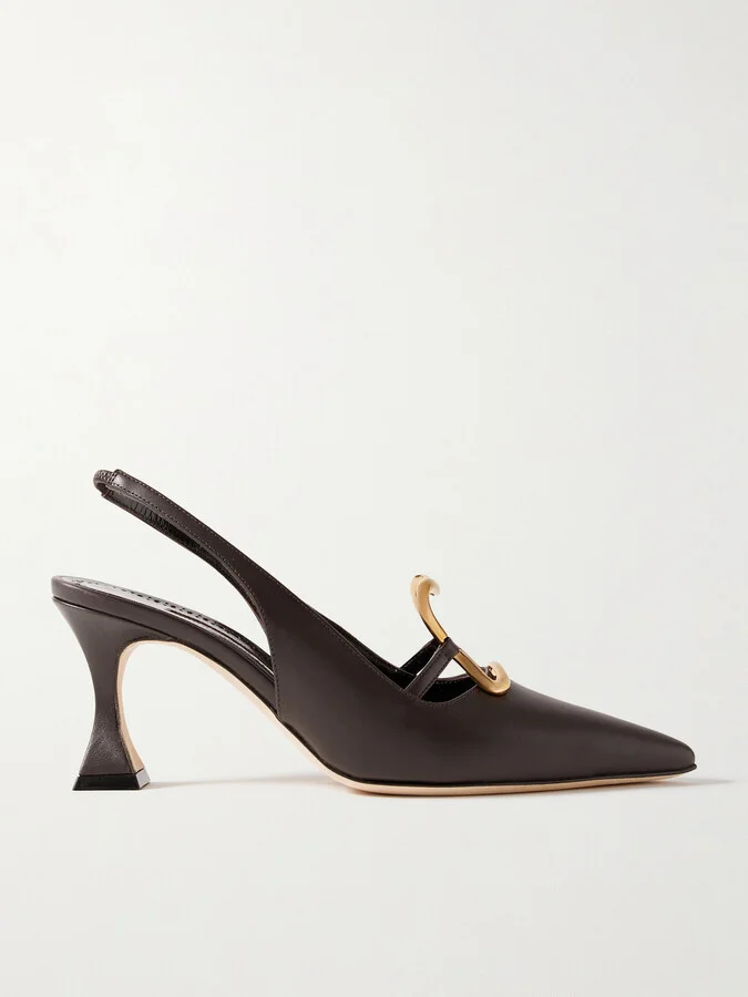 Manolo Blahnik - Nikkal 70 Leather Slingback Pumps - Brown