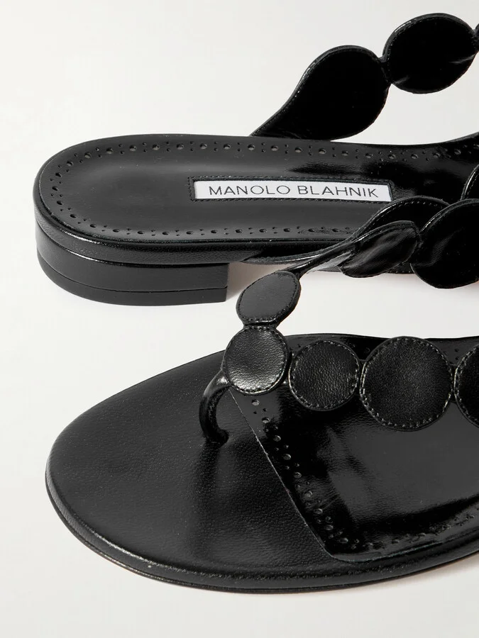 Manolo Blahnik - Nour Leather Sandals - Black - Image 4