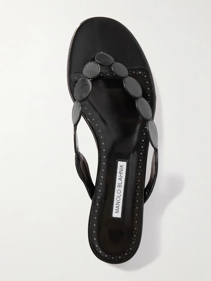 Manolo Blahnik - Nour Leather Sandals - Black - Image 5