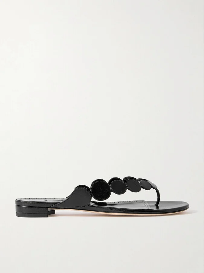 Manolo Blahnik - Nour Leather Sandals - Black