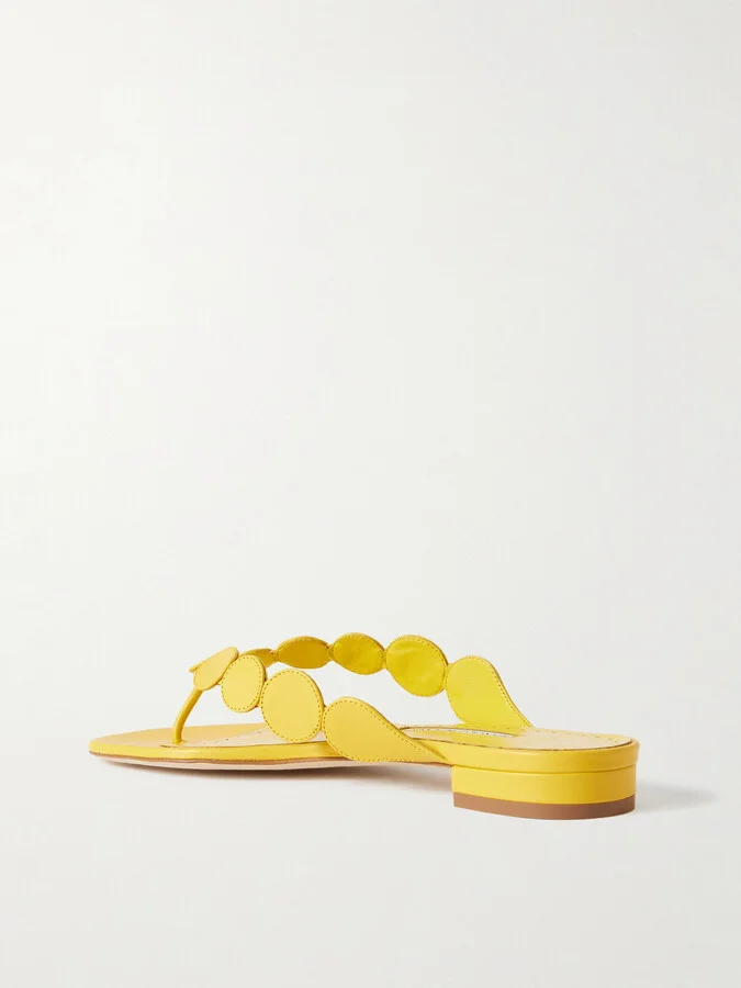 Manolo Blahnik - Nour Leather Sandals - Yellow - Image 3