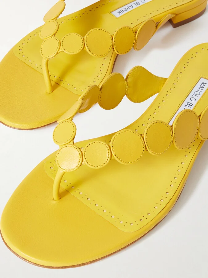 Manolo Blahnik - Nour Leather Sandals - Yellow - Image 4