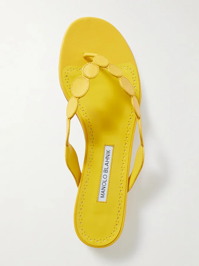 Manolo Blahnik - Nour Leather Sandals - Yellow - Image 5