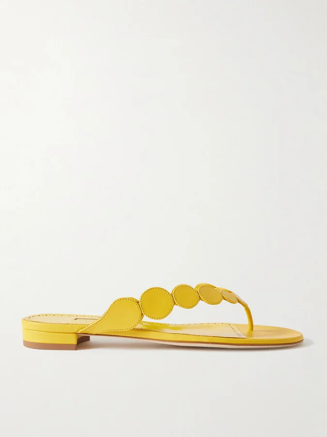 Manolo Blahnik - Nour Leather Sandals - Yellow