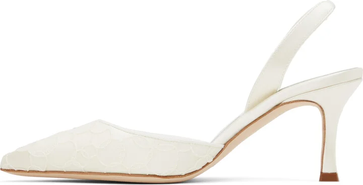 Manolo Blahnik Off-White Carolyne 70 Heels - Image 3