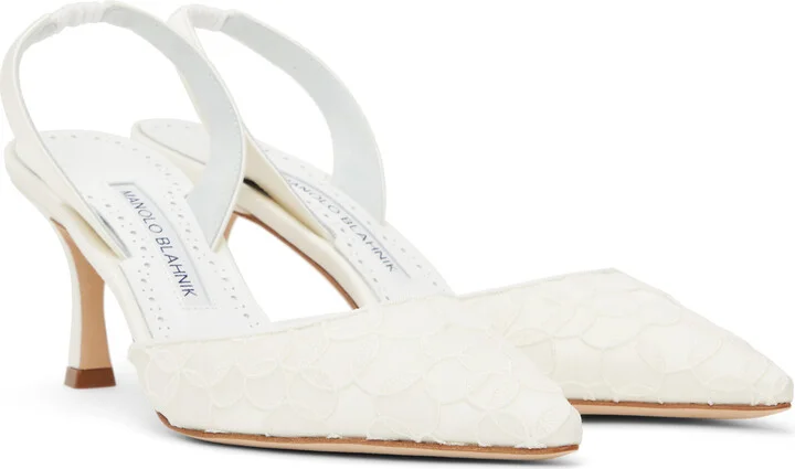 Manolo Blahnik Off-White Carolyne 70 Heels - Image 4