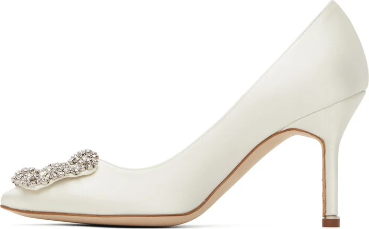 Manolo Blahnik Off-White Hangisi 90 Heels - Image 3