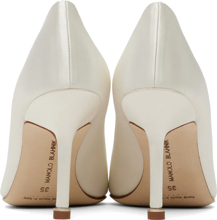 Manolo Blahnik Off-White Hangisi 90 Heels - Image 2