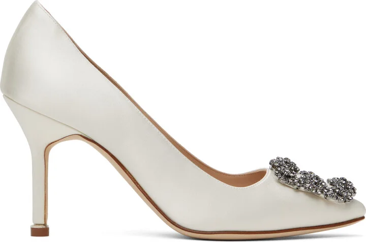 Manolo Blahnik Off-White Hangisi 90 Heels