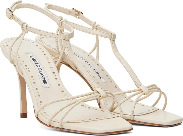 Manolo Blahnik Off-White Tabarekhi Heeled Sandals - Image 4