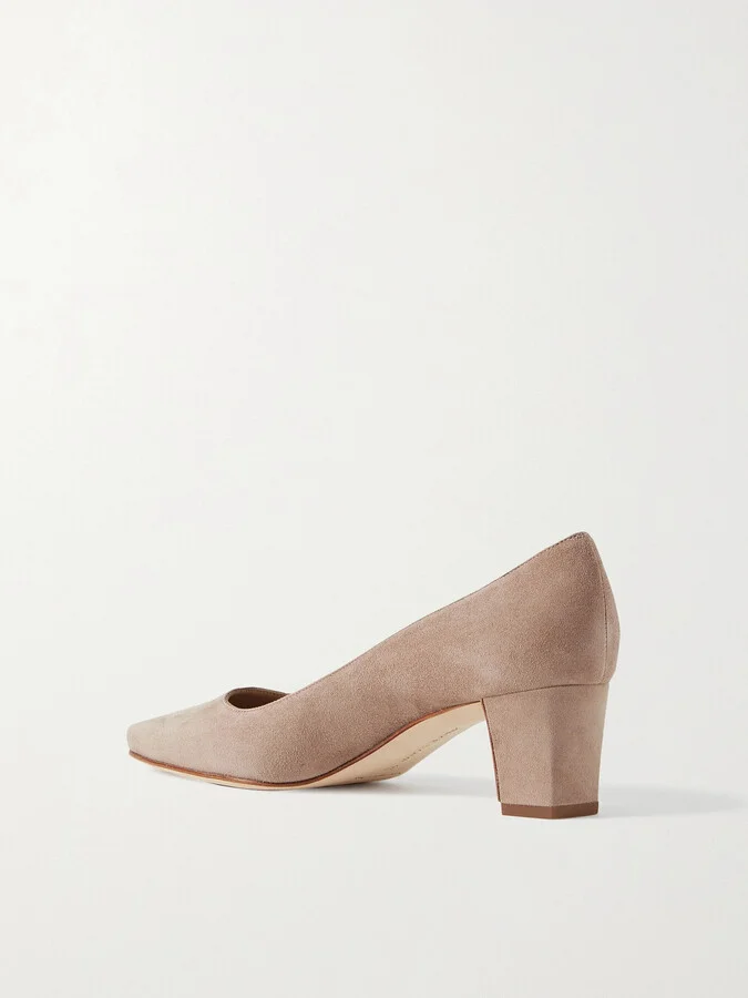 Manolo Blahnik - Okkatopla 50 Suede Pumps - Neutrals - Image 3