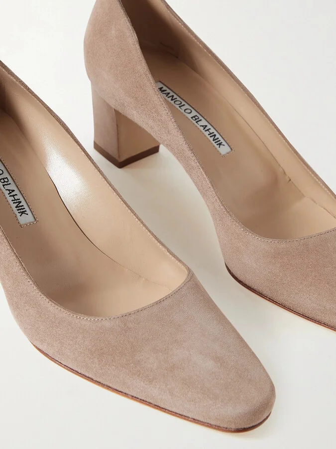 Manolo Blahnik - Okkatopla 50 Suede Pumps - Neutrals - Image 4