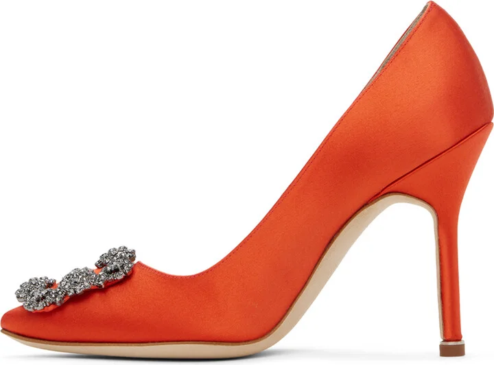 Manolo Blahnik Orange Hangisi Pumps - Image 3