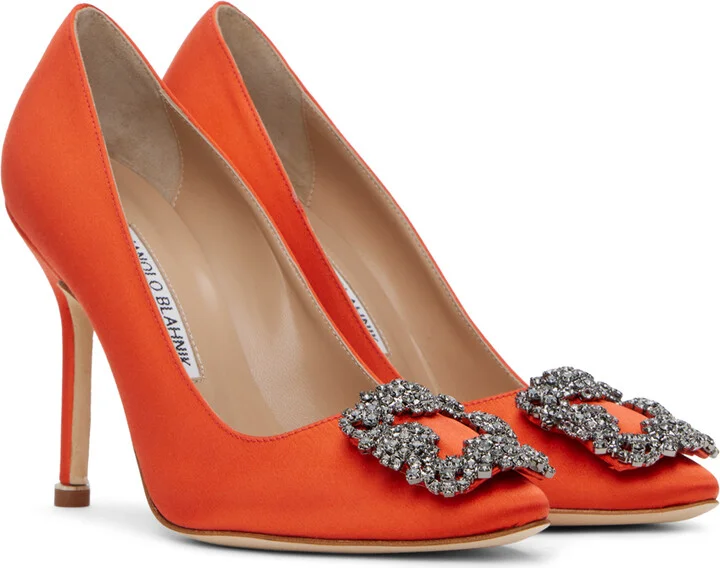 Manolo Blahnik Orange Hangisi Pumps - Image 4