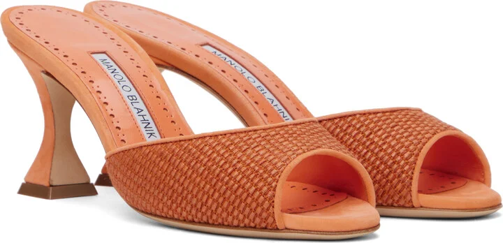 Manolo Blahnik Orange Jadara Heeled Sandals - Image 4