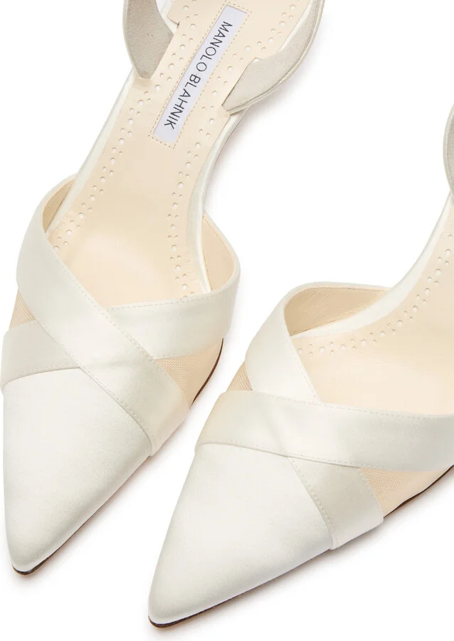 Manolo Blahnik Oyounasli 50 Satin Slingback Pumps - Image 3
